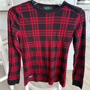 Ralph Lauren Red and Black Plaid Long Sleeve Shirt Size Small Free Shipping